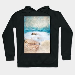 Sea and sand watercolour on rough paper Hoodie